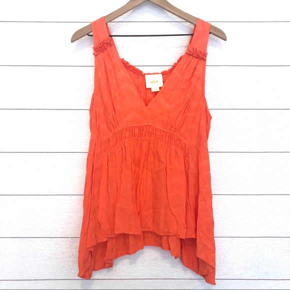 Anthropologie Tops - Anthropologie Maeve Bretta Gathered Orange Tank